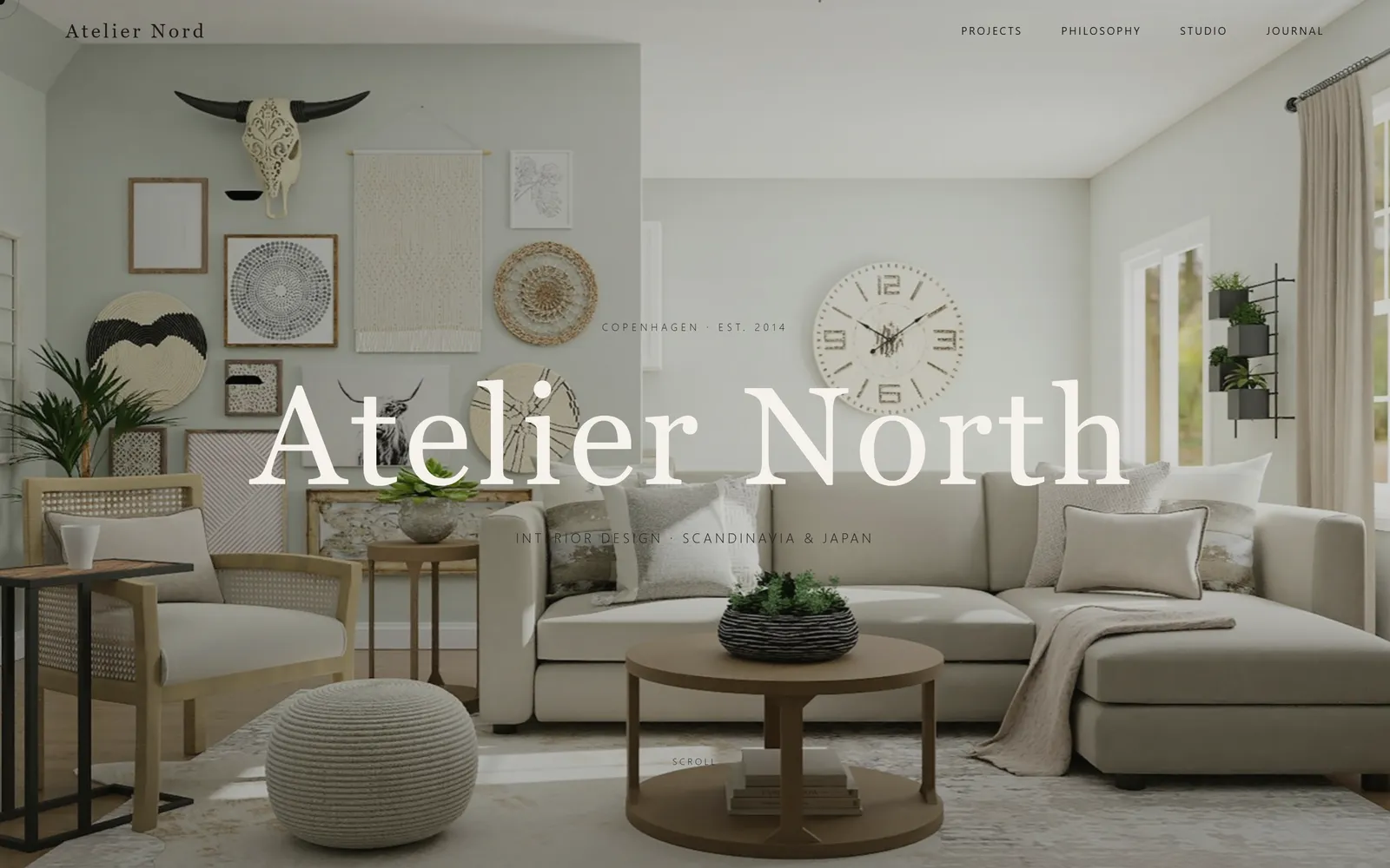 Atelier North — Interior design studio, built with Swarmz