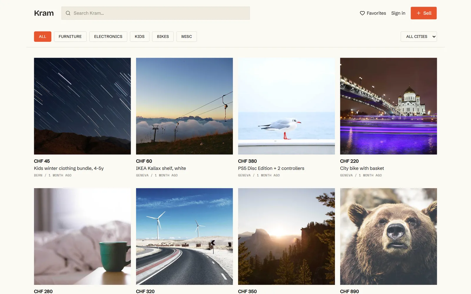 Kram — Second-hand marketplace, built with Swarmz
