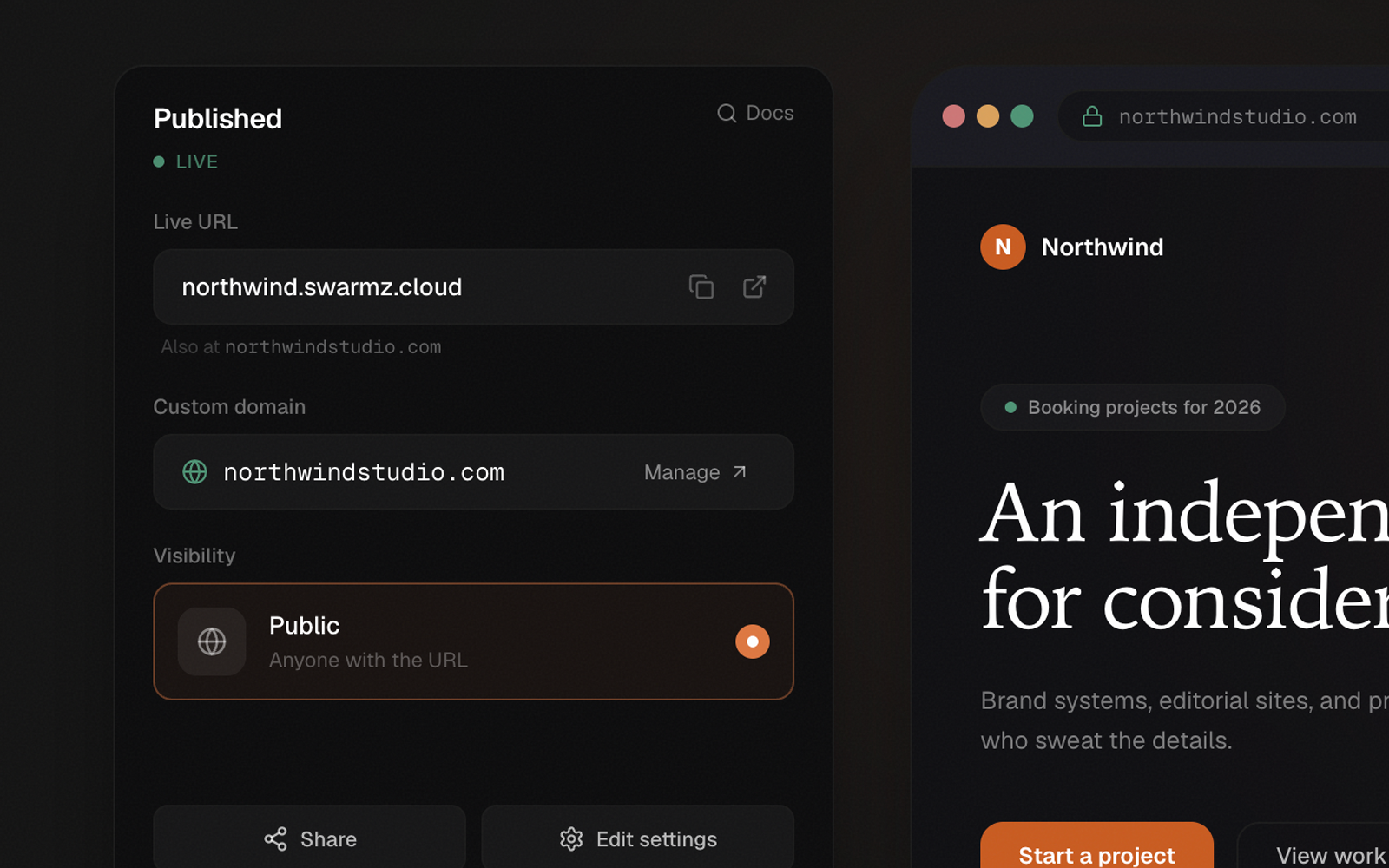 Live on the web from the first build